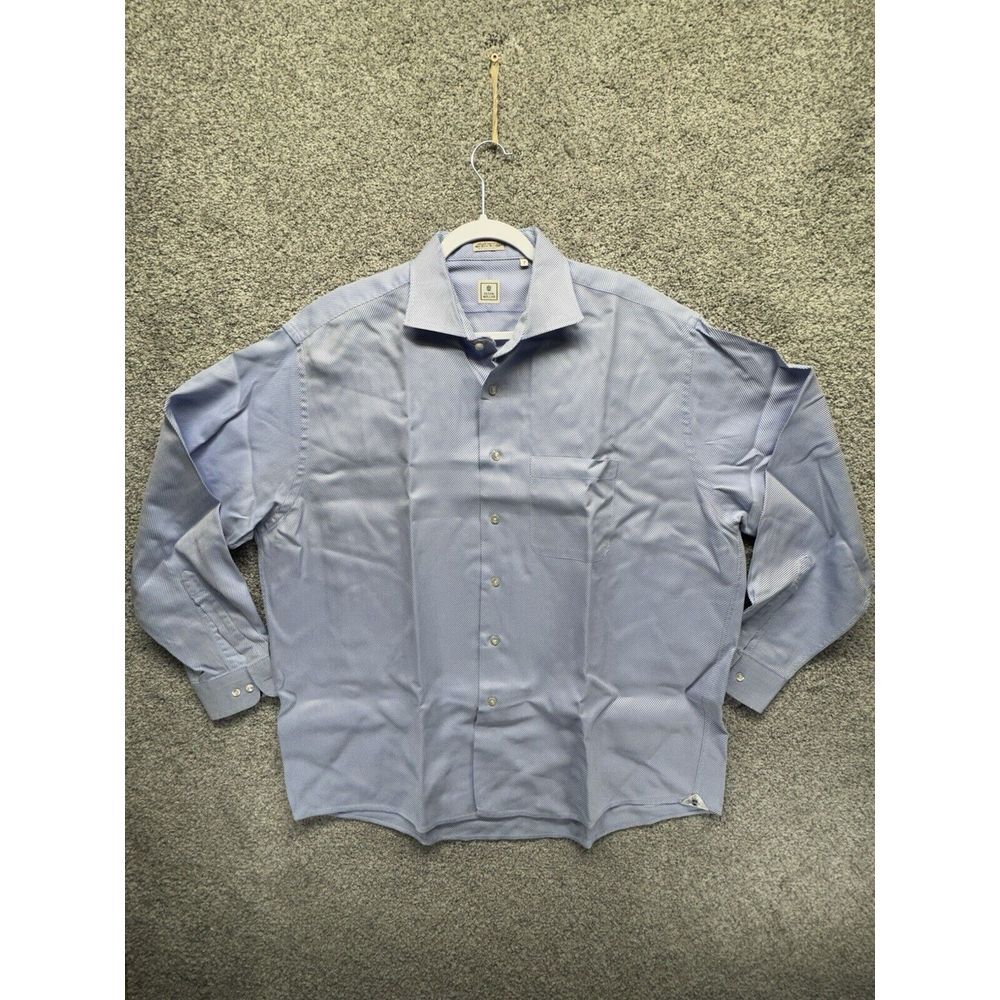 Peter Millar Shirt Mens Large 18‎ L Blue White Striped Button Up Pocket Canada